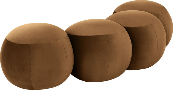 Meridian Furniture Apollo Art Deco Saddle Velvet Upholstered Bench with Circular Cushion Details 22094Saddle