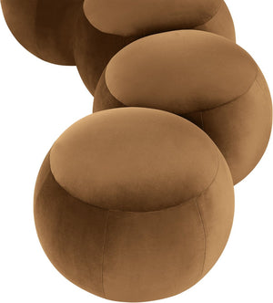 Meridian Furniture Apollo Art Deco Saddle Velvet Upholstered Bench with Circular Cushion Details 22094Saddle