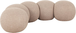 Meridian Furniture Apollo Art Deco Boucle Upholstered Bench with Sculptural Cushions for Living Room 22095Beige