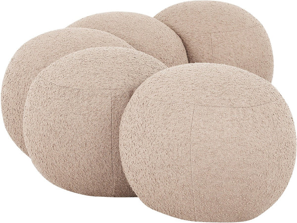 Meridian Furniture Apollo Art Deco Boucle Upholstered Bench with Sculptural Cushions for Living Room 22095Beige