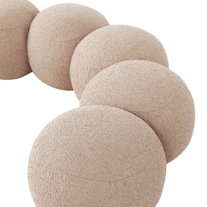 Meridian Furniture Apollo Art Deco Boucle Upholstered Bench with Sculptural Cushions for Living Room 22095Beige