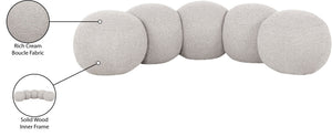 Meridian Furniture Apollo Boucle Upholstered Bench Art Deco Cream Looped Weave for Bedroom or Entryway 22095Cream