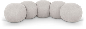 Meridian Furniture Apollo Boucle Upholstered Bench Art Deco Cream Looped Weave for Bedroom or Entryway 22095Cream