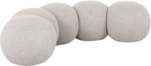 Meridian Furniture Apollo Boucle Upholstered Bench Art Deco Cream Looped Weave for Bedroom or Entryway 22095Cream