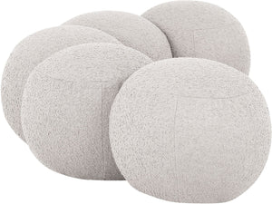 Meridian Furniture Apollo Boucle Upholstered Bench Art Deco Cream Looped Weave for Bedroom or Entryway 22095Cream