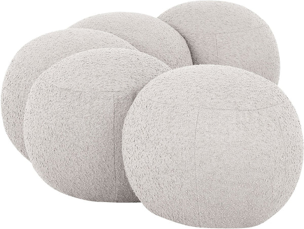 Meridian Furniture Apollo Boucle Upholstered Bench Art Deco Cream Looped Weave for Bedroom or Entryway 22095Cream