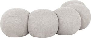Meridian Furniture Apollo Boucle Upholstered Bench Art Deco Cream Looped Weave for Bedroom or Entryway 22095Cream