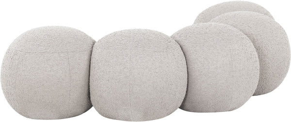 Meridian Furniture Apollo Boucle Upholstered Bench Art Deco Cream Looped Weave for Bedroom or Entryway 22095Cream