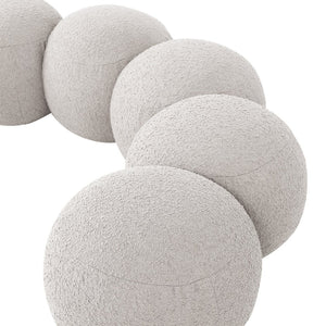 Meridian Furniture Apollo Boucle Upholstered Bench Art Deco Cream Looped Weave for Bedroom or Entryway 22095Cream