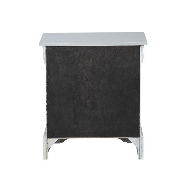 English Elm Wooden Nightstand With 2 Drawers In Elegant Platinum Finish For Stylish Bedroom Storage Solutions B016P253463-GIGA