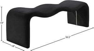 Meridian Furniture Willow Upholstered Bench with Iron Frame for Bedroom Entryway or Living Room Accent Seating Vegan Leather Black 22096Black