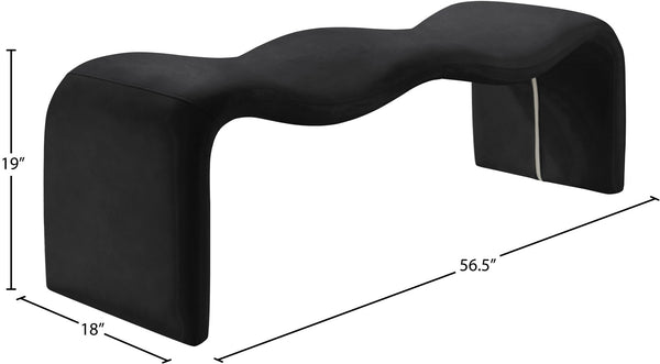 Meridian Furniture Willow Upholstered Bench with Iron Frame for Bedroom Entryway or Living Room Accent Seating Vegan Leather Black 22096Black