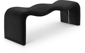 Meridian Furniture Willow Upholstered Bench with Iron Frame for Bedroom Entryway or Living Room Accent Seating Vegan Leather Black 22096Black