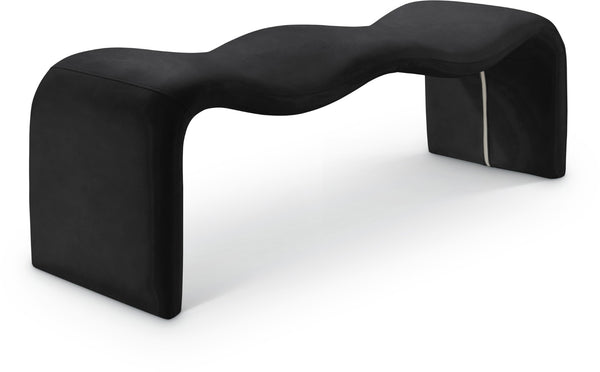 Meridian Furniture Willow Upholstered Bench with Iron Frame for Bedroom Entryway or Living Room Accent Seating Vegan Leather Black 22096Black