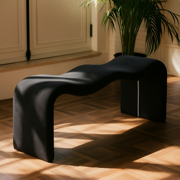 Meridian Furniture Willow Upholstered Bench with Iron Frame for Bedroom Entryway or Living Room Accent Seating Vegan Leather Black 22096Black