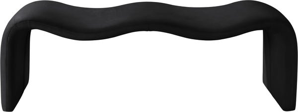 Meridian Furniture Willow Upholstered Bench with Iron Frame for Bedroom Entryway or Living Room Accent Seating Vegan Leather Black 22096Black