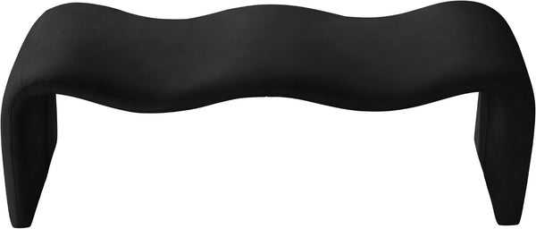 Meridian Furniture Willow Upholstered Bench with Iron Frame for Bedroom Entryway or Living Room Accent Seating Vegan Leather Black 22096Black