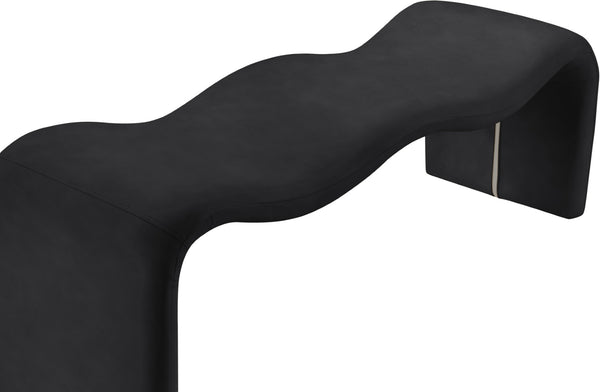 Meridian Furniture Willow Upholstered Bench with Iron Frame for Bedroom Entryway or Living Room Accent Seating Vegan Leather Black 22096Black