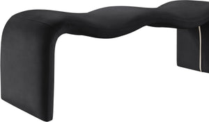 Meridian Furniture Willow Upholstered Bench with Iron Frame for Bedroom Entryway or Living Room Accent Seating Vegan Leather Black 22096Black