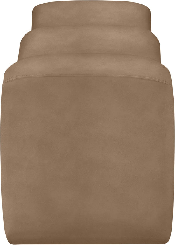 Meridian Furniture Willow Upholstered Bench with Iron Frame for Bedroom Entryway or Living Room Accent Seating Vegan Leather Brown 22096Brown