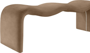Meridian Furniture Willow Upholstered Bench with Iron Frame for Bedroom Entryway or Living Room Accent Seating Vegan Leather Brown 22096Brown