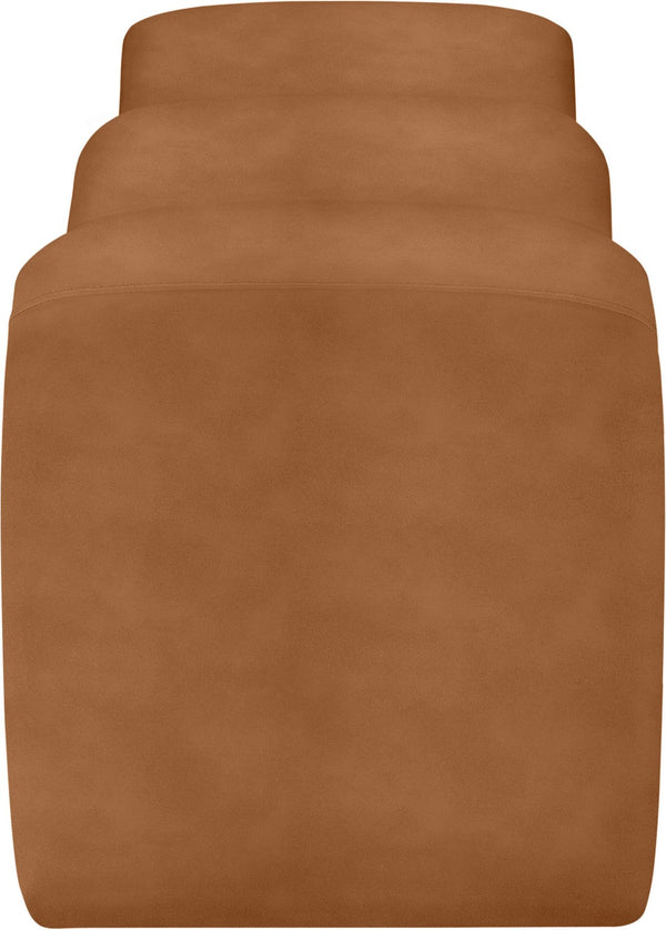 Meridian Furniture Willow Upholstered Bench with Iron Frame for Bedroom Entryway or Living Room Accent Seating Vegan Leather Cognac 22096Cognac