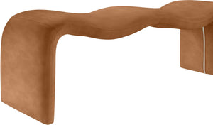Meridian Furniture Willow Upholstered Bench with Iron Frame for Bedroom Entryway or Living Room Accent Seating Vegan Leather Cognac 22096Cognac