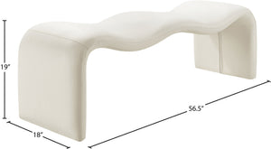 Meridian Furniture Willow Upholstered Bench with Iron Frame for Bedroom Entryway or Living Room Accent Seating Vegan Leather Cream 22096Cream