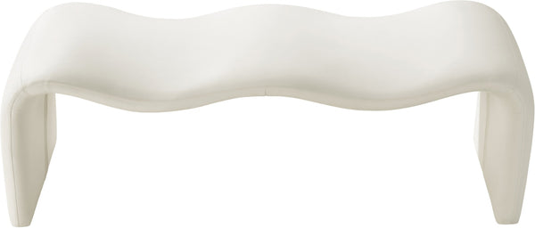 Meridian Furniture Willow Upholstered Bench with Iron Frame for Bedroom Entryway or Living Room Accent Seating Vegan Leather Cream 22096Cream