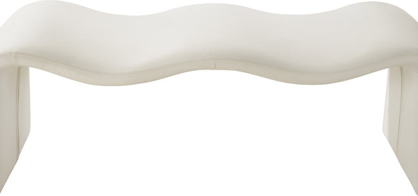 Meridian Furniture Willow Upholstered Bench with Iron Frame for Bedroom Entryway or Living Room Accent Seating Vegan Leather Cream 22096Cream