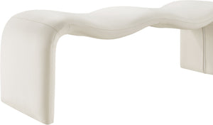 Meridian Furniture Willow Upholstered Bench with Iron Frame for Bedroom Entryway or Living Room Accent Seating Vegan Leather Cream 22096Cream