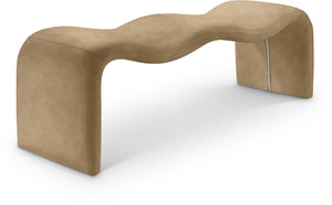 Meridian Furniture Willow Upholstered Bench with Iron Frame for Bedroom Entryway or Living Room Accent Seating Vegan Leather Tan 22096Tan