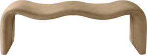 Meridian Furniture Willow Upholstered Bench with Iron Frame for Bedroom Entryway or Living Room Accent Seating Vegan Leather Tan 22096Tan