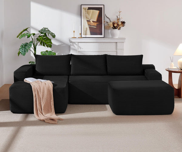 English Elm 105.7"cloud Modular U-shaped Sectional Deep Seat Corduroy Sofa for Living Room W3975S00020