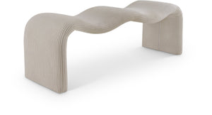 Meridian Furniture Willow Upholstered Bench with Iron Frame for Bedroom Entryway or Living Room Accent Seating Microsuede Corduroy Fabric Beige 22097Beige