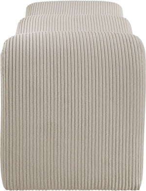 Meridian Furniture Willow Upholstered Bench with Iron Frame for Bedroom Entryway or Living Room Accent Seating Microsuede Corduroy Fabric Beige 22097Beige