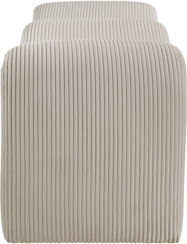 Meridian Furniture Willow Upholstered Bench with Iron Frame for Bedroom Entryway or Living Room Accent Seating Microsuede Corduroy Fabric Beige 22097Beige