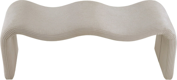 Meridian Furniture Willow Upholstered Bench with Iron Frame for Bedroom Entryway or Living Room Accent Seating Microsuede Corduroy Fabric Beige 22097Beige