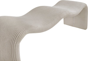 Meridian Furniture Willow Upholstered Bench with Iron Frame for Bedroom Entryway or Living Room Accent Seating Microsuede Corduroy Fabric Beige 22097Beige