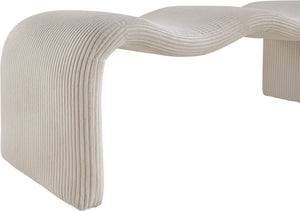 Meridian Furniture Willow Upholstered Bench with Iron Frame for Bedroom Entryway or Living Room Accent Seating Microsuede Corduroy Fabric Beige 22097Beige