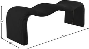 Meridian Furniture Willow Upholstered Bench with Iron Frame for Bedroom Entryway or Living Room Accent Seating Microsuede Corduroy Fabric Black 22097Black