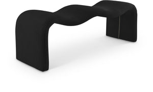 Meridian Furniture Willow Upholstered Bench with Iron Frame for Bedroom Entryway or Living Room Accent Seating Microsuede Corduroy Fabric Black 22097Black
