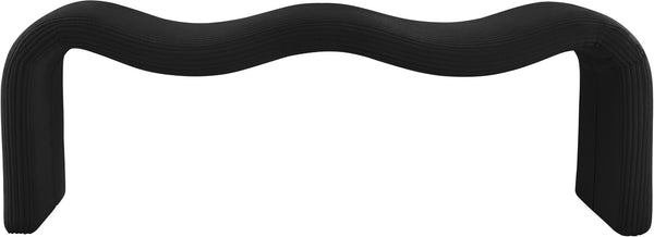 Meridian Furniture Willow Upholstered Bench with Iron Frame for Bedroom Entryway or Living Room Accent Seating Microsuede Corduroy Fabric Black 22097Black