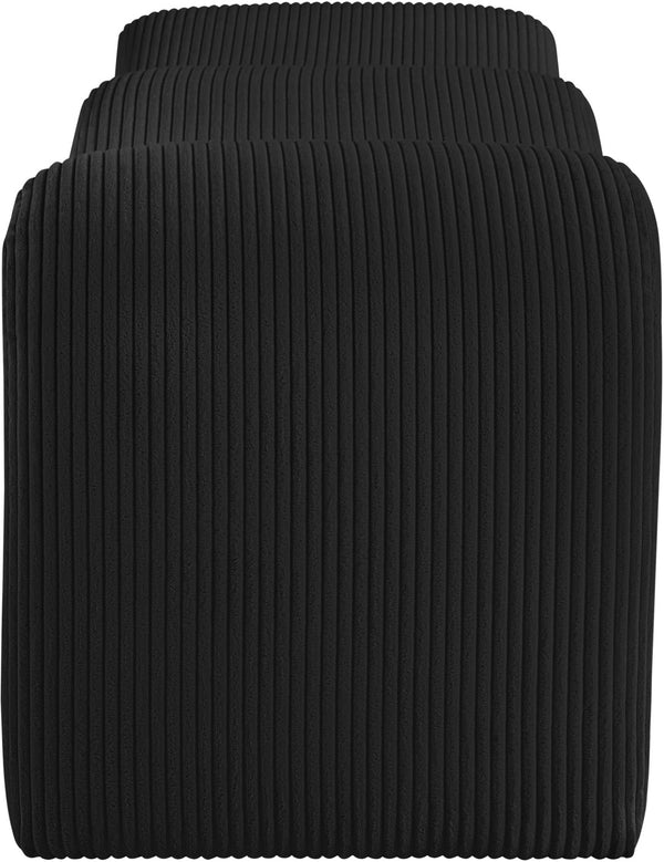 Meridian Furniture Willow Upholstered Bench with Iron Frame for Bedroom Entryway or Living Room Accent Seating Microsuede Corduroy Fabric Black 22097Black