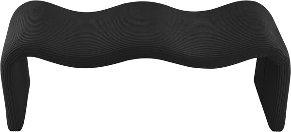 Meridian Furniture Willow Upholstered Bench with Iron Frame for Bedroom Entryway or Living Room Accent Seating Microsuede Corduroy Fabric Black 22097Black