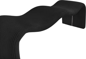Meridian Furniture Willow Upholstered Bench with Iron Frame for Bedroom Entryway or Living Room Accent Seating Microsuede Corduroy Fabric Black 22097Black