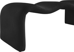 Meridian Furniture Willow Upholstered Bench with Iron Frame for Bedroom Entryway or Living Room Accent Seating Microsuede Corduroy Fabric Black 22097Black