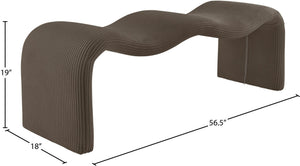 Meridian Furniture Willow Upholstered Bench with Iron Frame for Bedroom Entryway or Living Room Accent Seating Microsuede Corduroy Fabric Brown 22097Brown