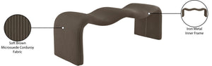 Meridian Furniture Willow Upholstered Bench with Iron Frame for Bedroom Entryway or Living Room Accent Seating Microsuede Corduroy Fabric Brown 22097Brown