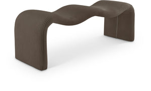 Meridian Furniture Willow Upholstered Bench with Iron Frame for Bedroom Entryway or Living Room Accent Seating Microsuede Corduroy Fabric Brown 22097Brown